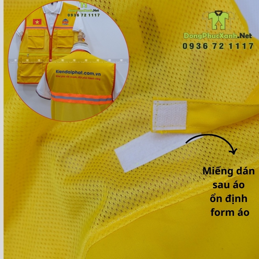 Miếng dán sau áo giúp cố định form áo gile kỹ sư khi di chuyển