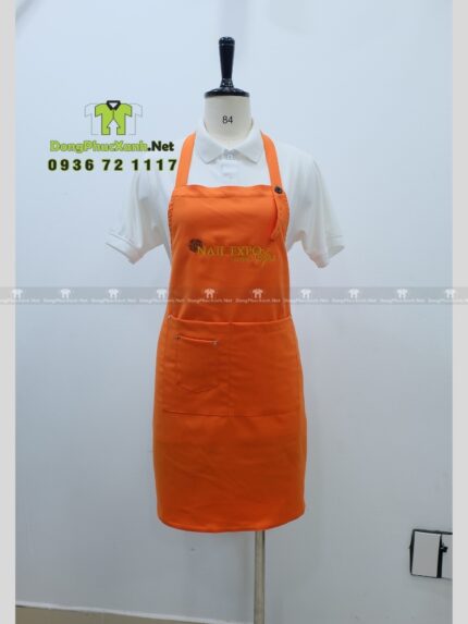 Tạp Dề Nail Chất Liệu Kaki Thun Màu Cam