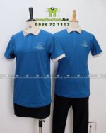 Đồng Phục Quán Cafe Màu Xanh Dương Phối Be