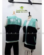 Mặt trước và sau áo gile nhân viên cửa hàng in logo 24 Nite Mart sắc nét