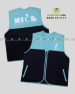 Áo gile bảo hộ đồng phục phối màu xanh mint đen in logo 24 Nite Mart