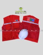 Áo gile kỹ sư màu đỏ phản quang nổi bật an toàn