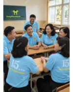 Thiết kế ảo kỷ niệm ra trường màu xanh da trời trẻ trung phóng khoáng