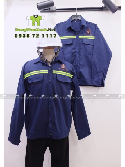 Áo đồng phục công nhân xây dựng Dai Huy Phat dài tay che chắn tốt