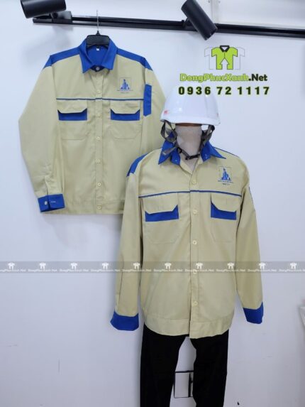 Áo Đồng Phục Công Nhân Xây Dựng In Logo Trần Gia