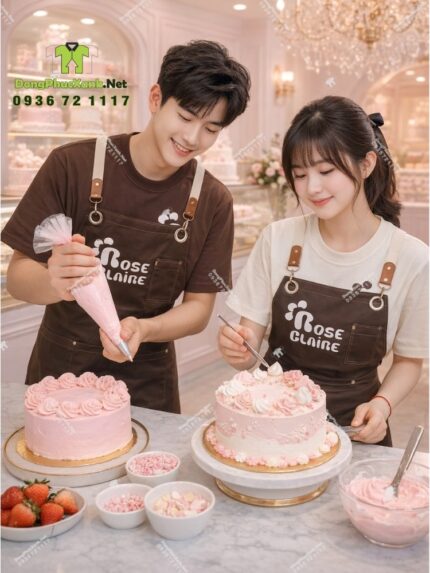 Đồng phục nhân viên tiệm bánh Rose Claire thiết kế dễ thương