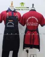 Mặt trước và sau đồng phục nhân viên in logo Nhà Hàng Minh Nghiệp