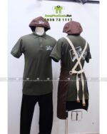 Bộ đồng phục quán cafe với tạp dề đeo chéo chắc chắn