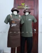 Bộ đồng phục quán cafe BVN thiết kế gọn gàng tinh tế.
