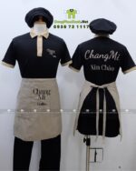 Mặt trước và sau bộ đồng phục nhân viên phục vụ Chang Mi Coffee