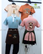 Áo đồng phục quán cafe mèo kèm tạp dề ngắn