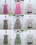 Tạp dề nail cao cấp in logo Kay Nails gồm 3 màu hồng, be, xanh mint