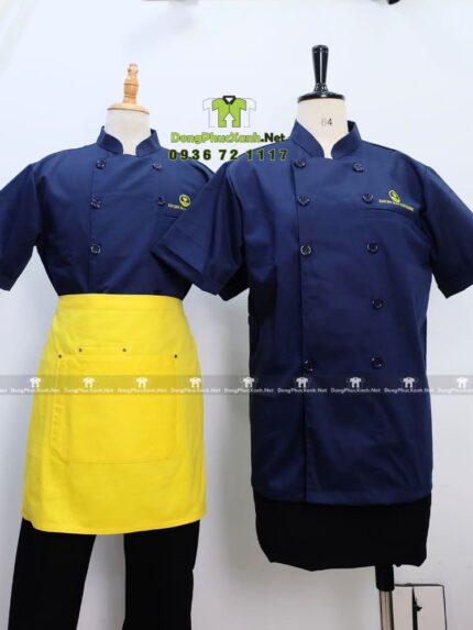 áo bếp- đồng phục đầu bếp- vải kaki cotton
