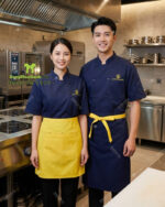 áo bếp- đồng phục đầu bếp- vải kaki cotton