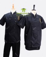 Áo bếp - Vải kaki cotton 65 phối lưới 1