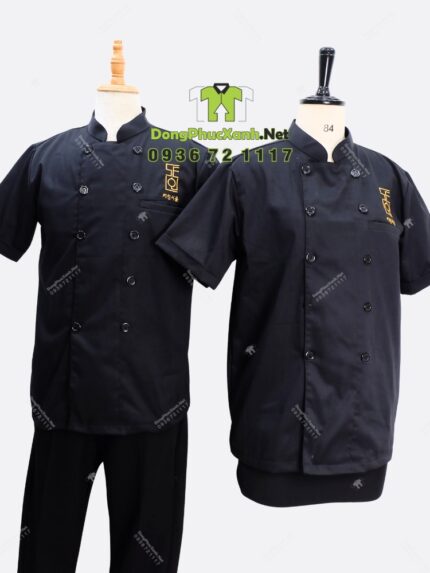 Áo bếp - Vải kaki cotton 65 phối lưới 1