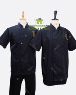 áo bếp - vải kaki cotton 65 phối lưới