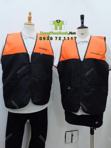 Áo Gile Gió Vải Dù Màu Đen Cam In Logo NPDFOOD.VN