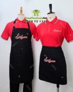 Áo Thun Đồng Phục Polo Màu Đỏ Và Tạp Dề