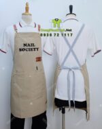 tạp dề nail phối da và khóa gài