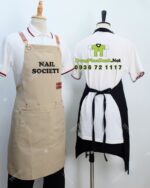 tạp dề nail phối da và khóa gài