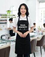 tạp dề nail phối da và khóa gài