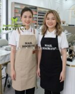 tạp dề nail phối da và khóa gài