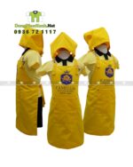 Tạp Dề Trẻ Em Màu Vàng, Vải Kaki 65 Kèm Mũ
