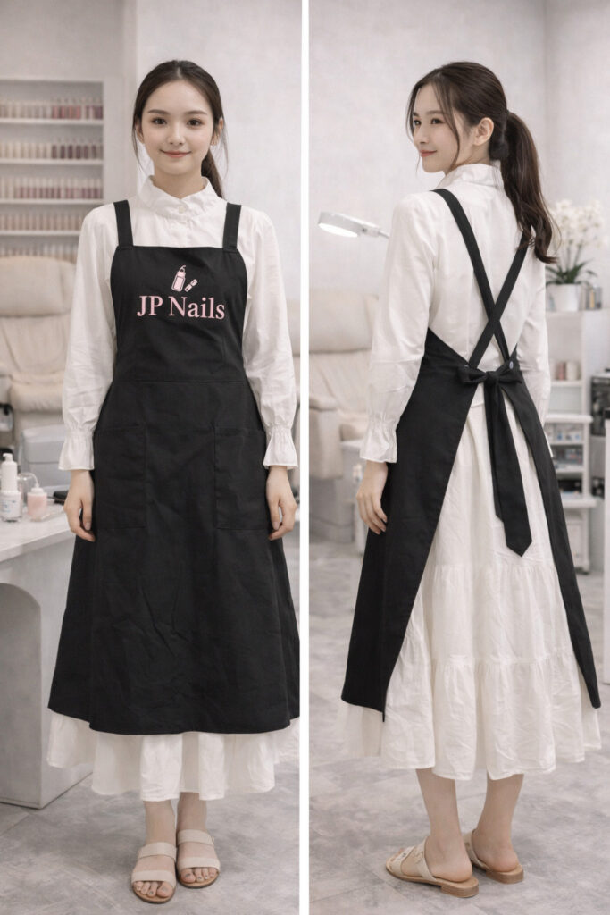 Tạp dề nail dáng váy nữ tính