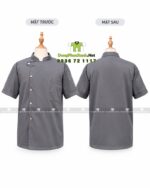 áo bếp vải kaki màu xám