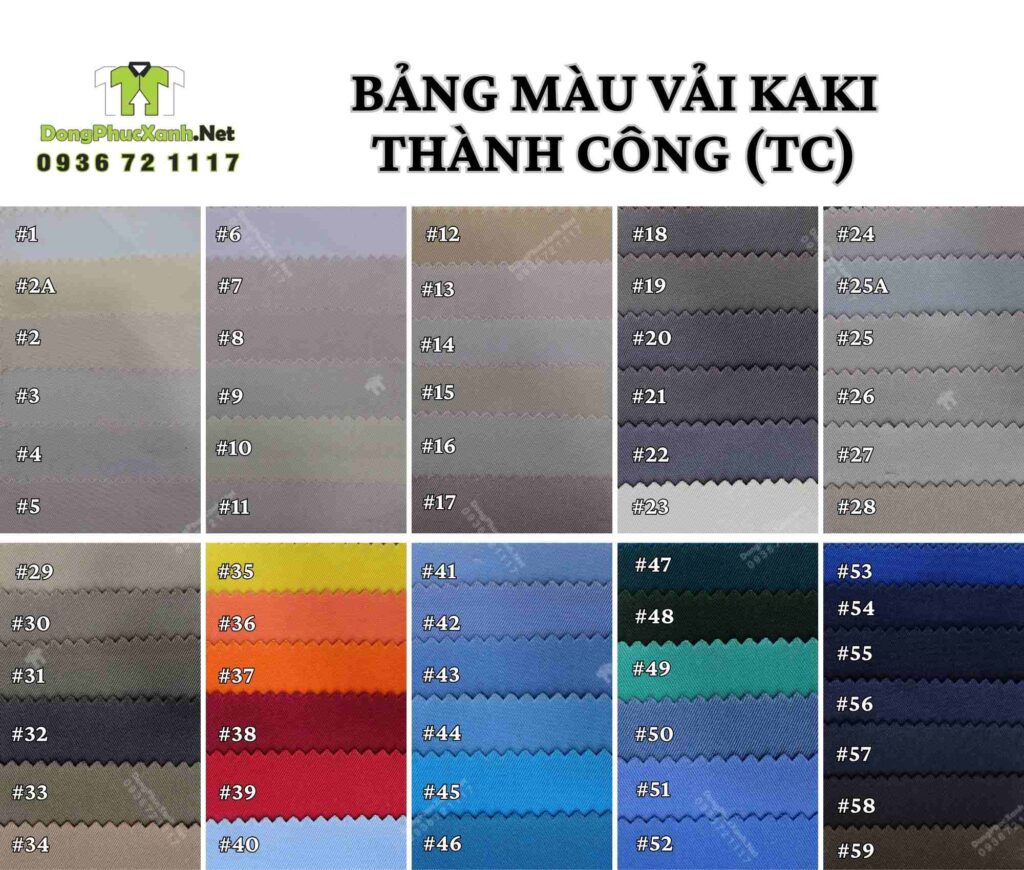 Bảng vải màu kaki Thành Công 