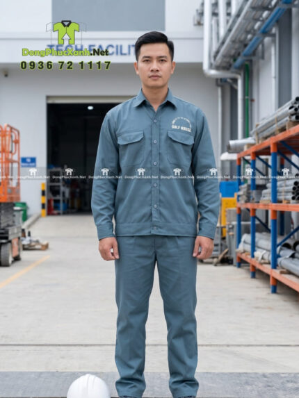 áo bảo hộ lao động công nhân xây dựng - vải kaki