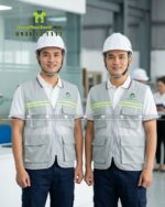 áo gile bảo vệ vải kaki phối lưới