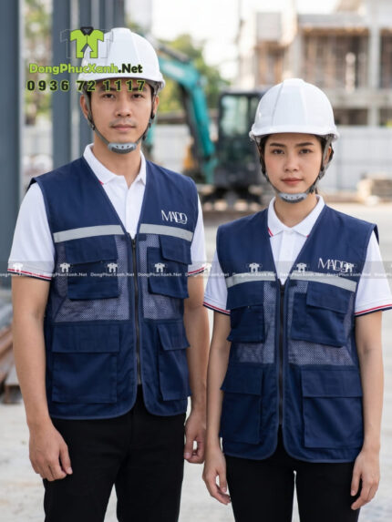 Áo gile công trình bảo hộ được thiết kế dạng gile không tay