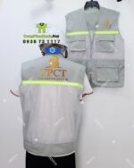 áo gile công trình vải kaki phối lưới