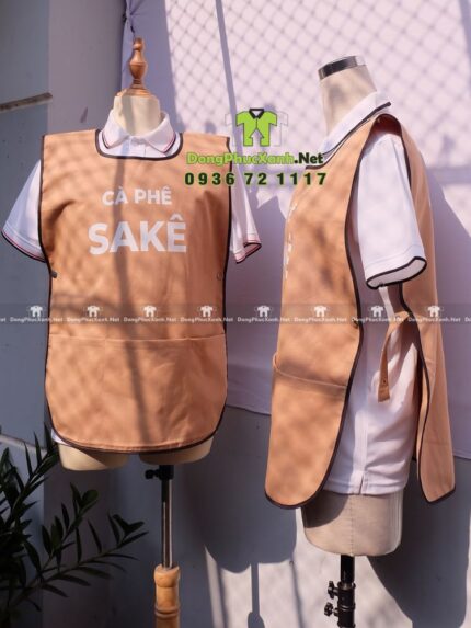 áo tạp dề cafe vải kaki thành công cao cấp