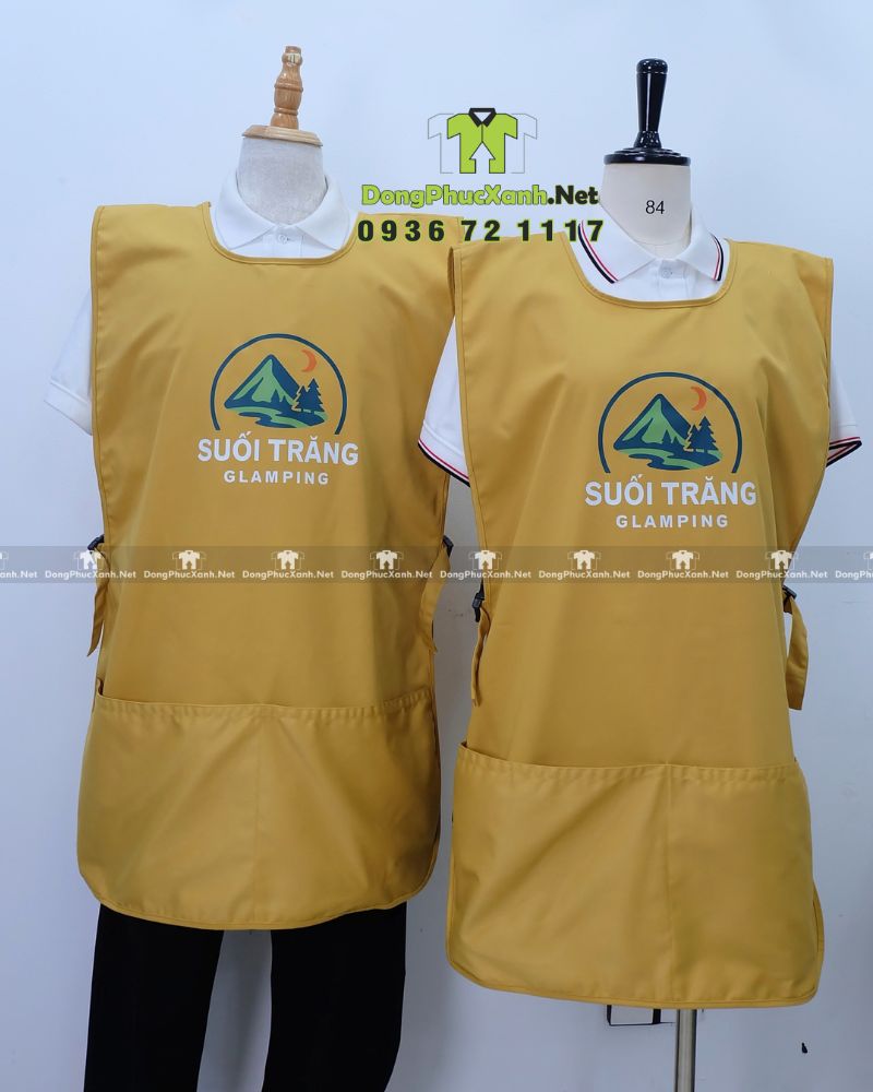 ao-tap-de-dong-phuc-nhan-vien-glamping-mau-vang-2 áo tạp dề vải kaki đồng phục nhân viên phục vụ