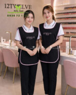 áo tạp dề nail - vải kaki thun cao cấp