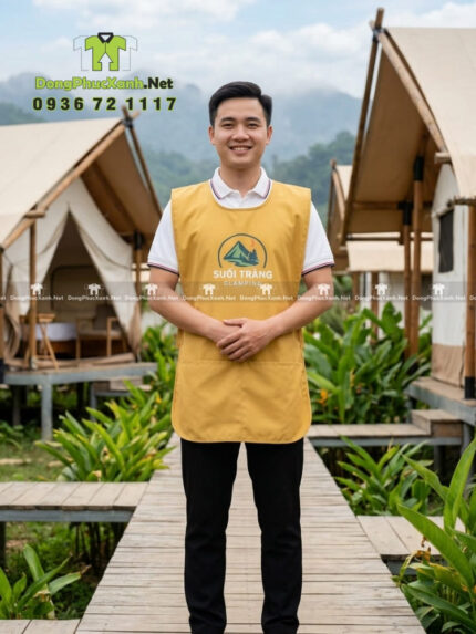 áo tạp dề vải kaki đồng phục nhân viên phục vụ