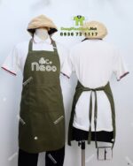 đồng phục quán ốc - tạp dề và nón vải kaki, áo thun vải cá sấu 4 chiều