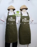 đồng phục quán ốc - tạp dề và nón vải kaki, áo thun vải cá sấu 4 chiều