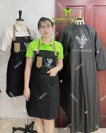 áo choàng cắt tóc có tay cùng tạp dề thợ cắt tóc