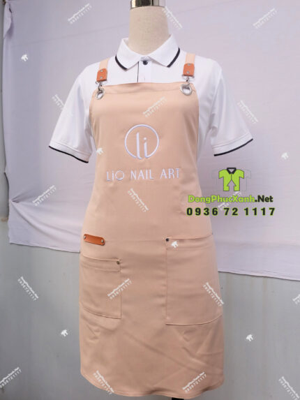 tạp dề nail kaki thun cao cấp logo thêu