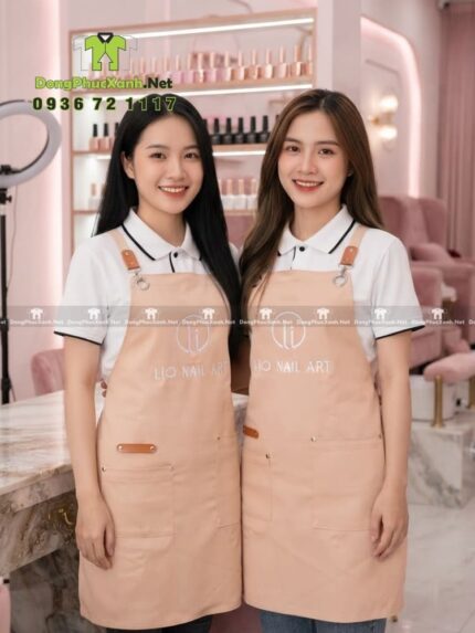 tạp dề nail kaki thun cao cấp logo thêu