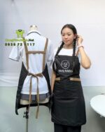 tạp dề nail vải miro chống thấm chống bám phối túi