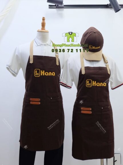 tạp dề và nón vải kaki cotton 100