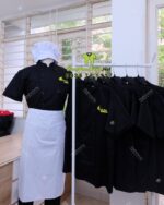 áo bếp vải kaki cototn 65