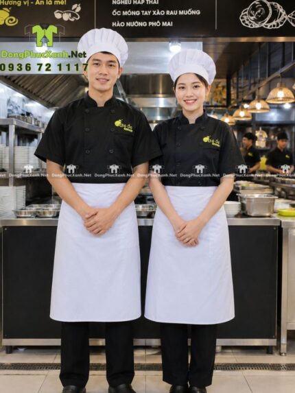 áo bếp vải kaki cototn 65