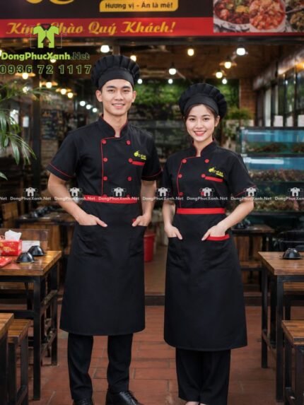 áo bếp vải kaki cototn 65