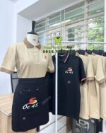 áo vải cá sấu thái, tạp dề vải kaki cotton 100